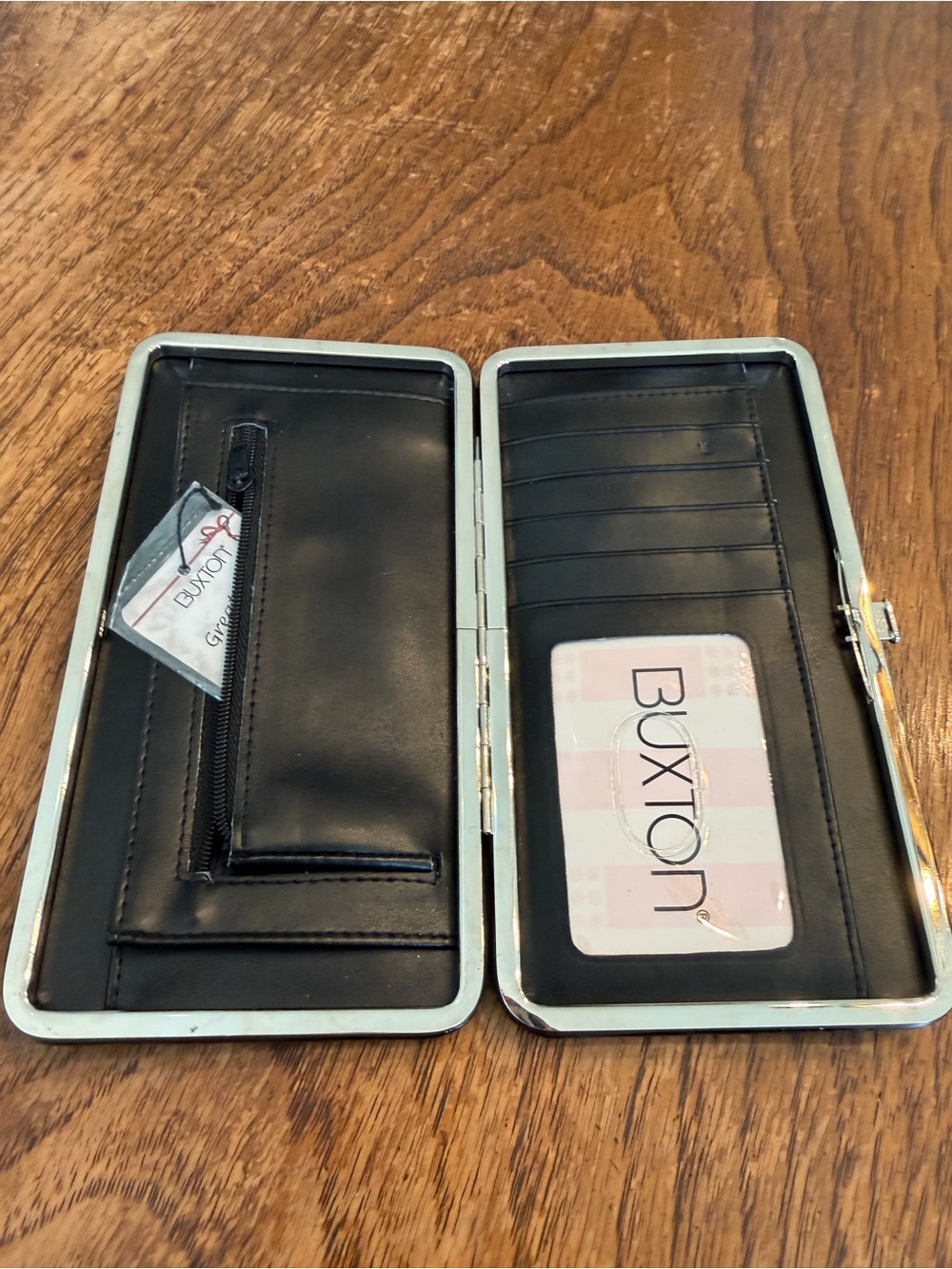 Buxton Black croc embossed Leather Clasp Wallet Organizer